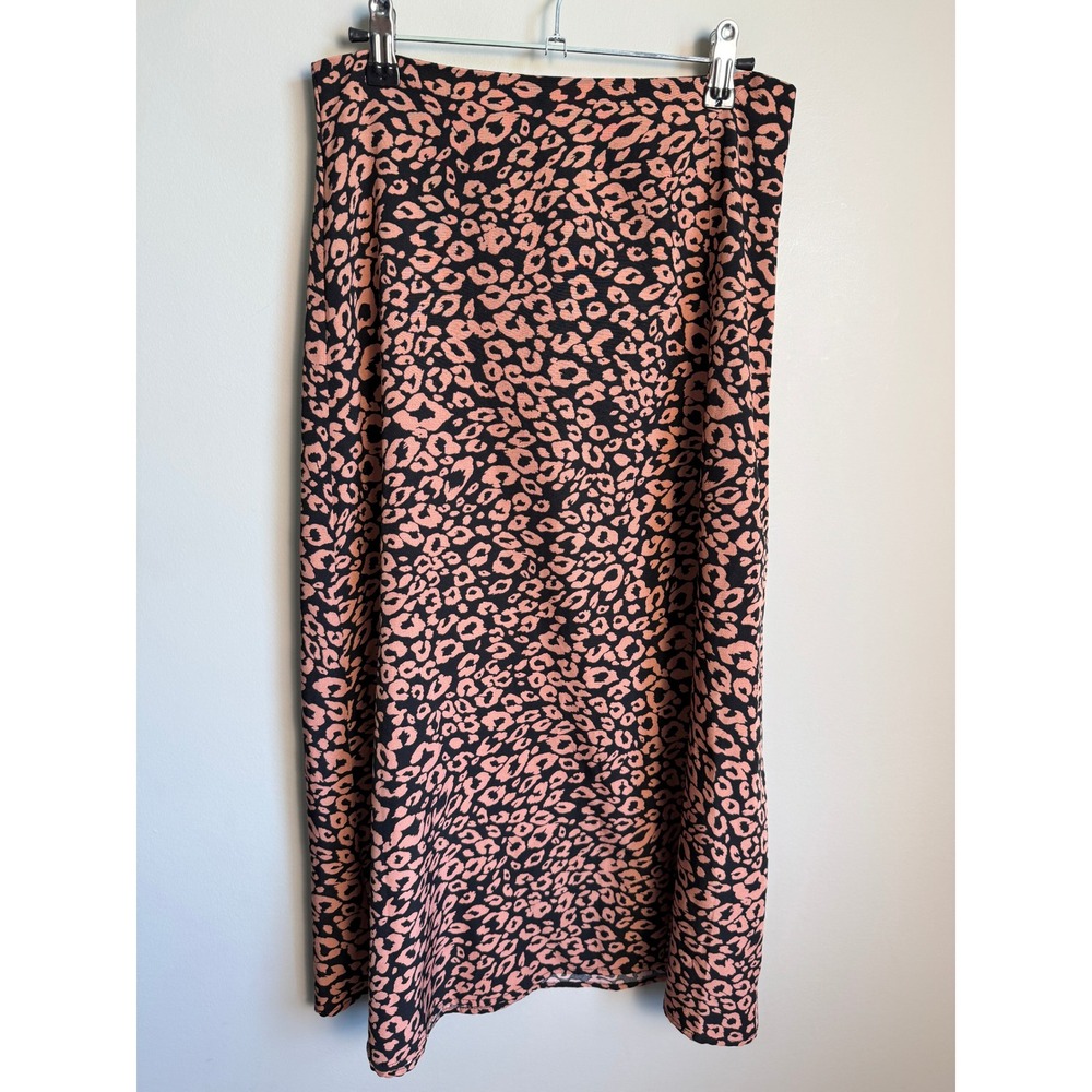 SHEIN Leopard Print Midi Skirt Small Tan Black‎ Animal Print Boho Chic Indie Y2K
